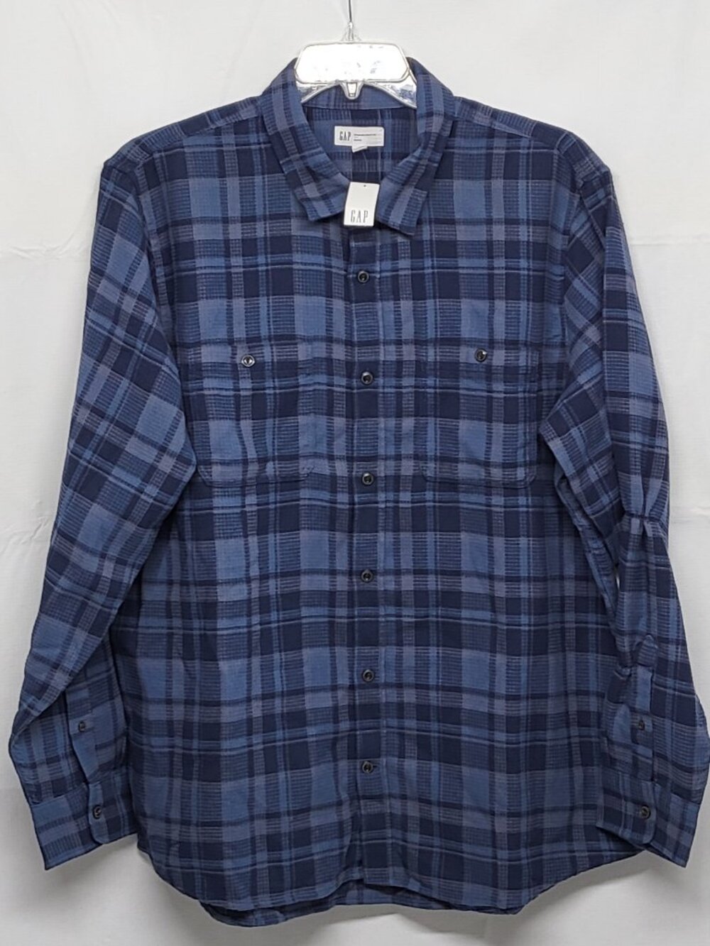 Gap Standard Utility Fit Waffle Shirt Mens XL Button Up Long Sleeve Plaid NWT
